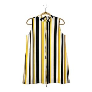 NWT Chico’s Black Label Yellow Stripe Sleeveless Tie Tunic Top